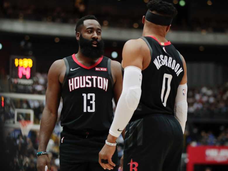 James Harden and Russell Westbrook playing for Houston Rockets