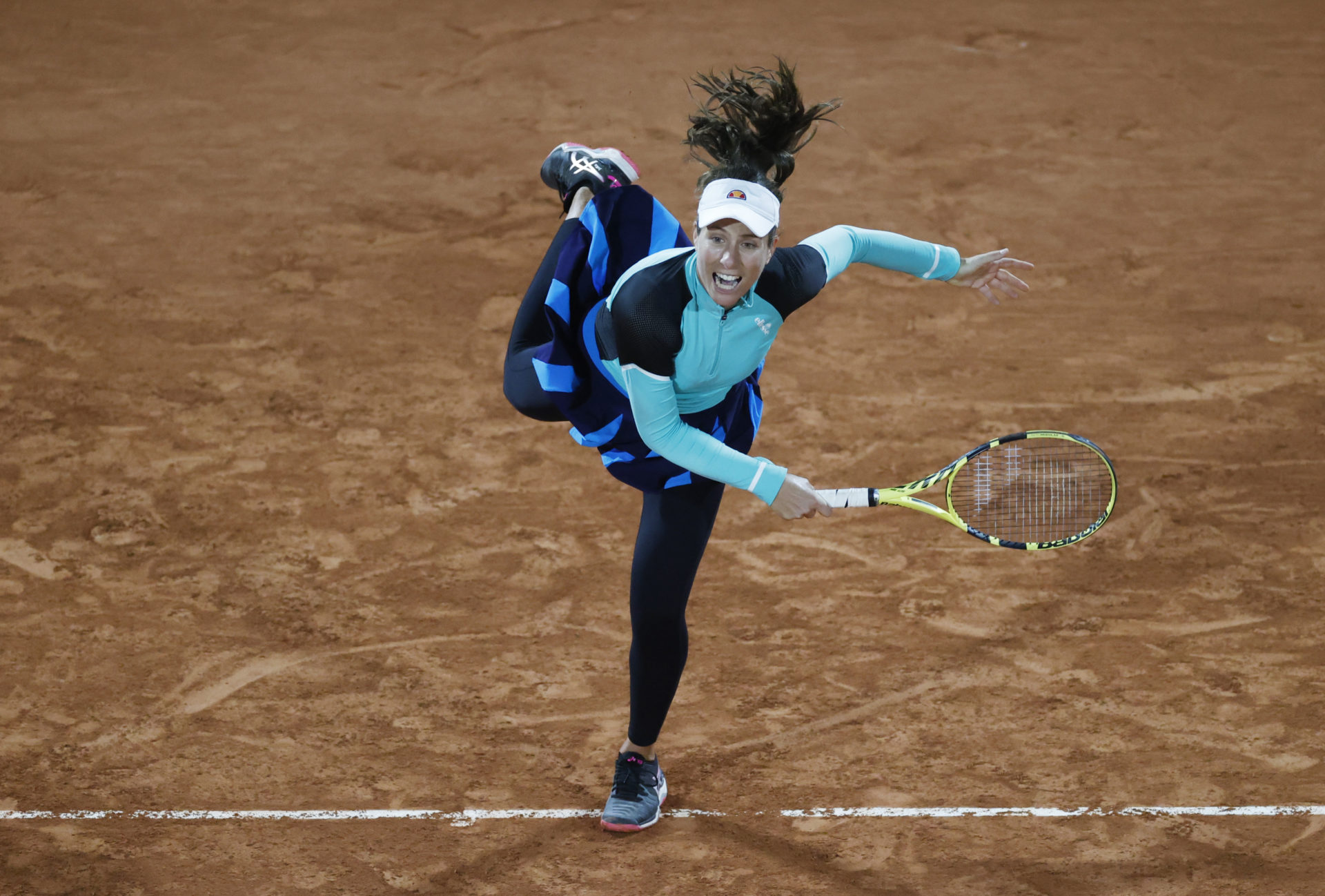 Johanna Konta en action contre Coco Gauff à Roland-Garros 2020