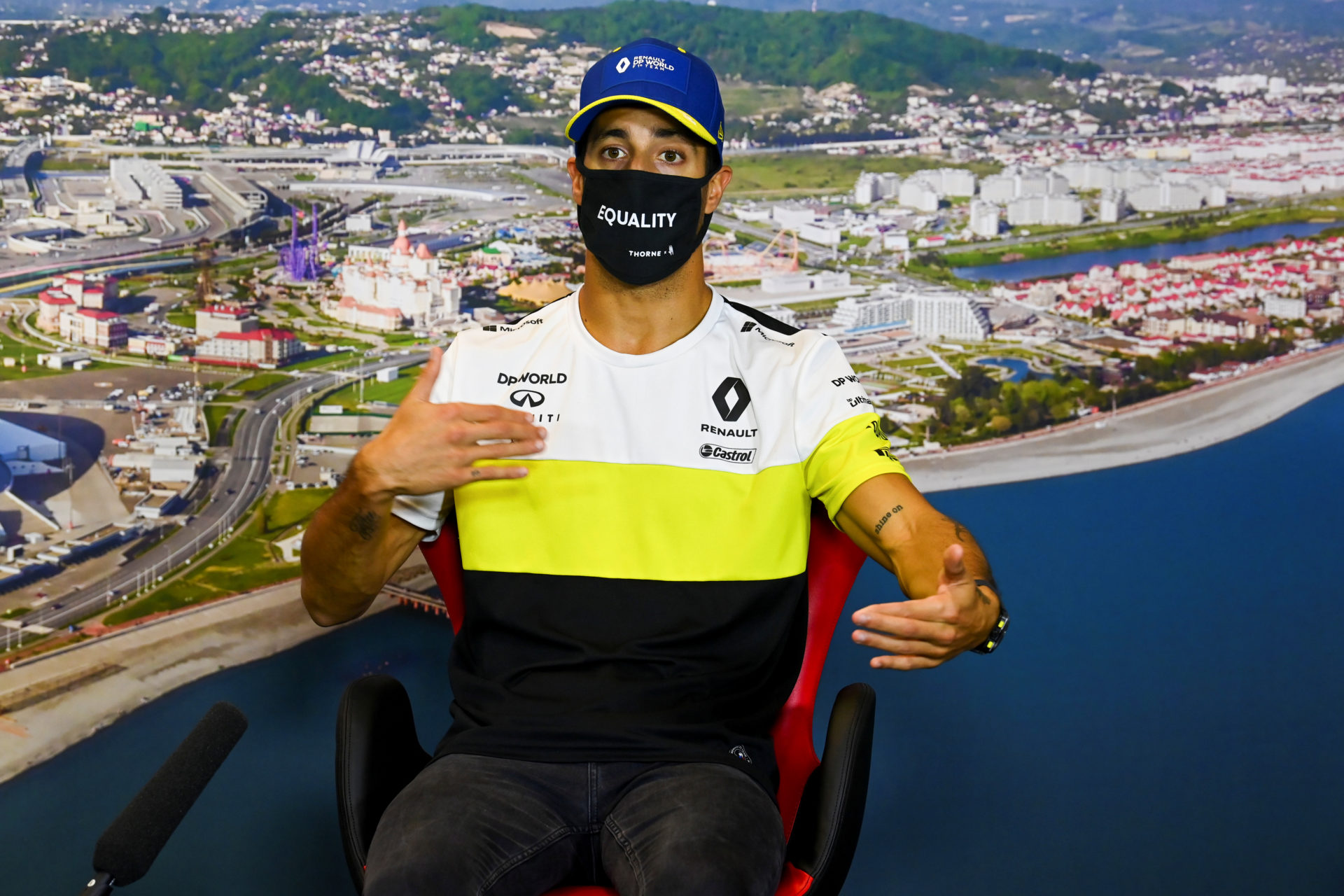 Daniel Ricciardo lors de la conférence de presse au Grand Prix de Russie 2020