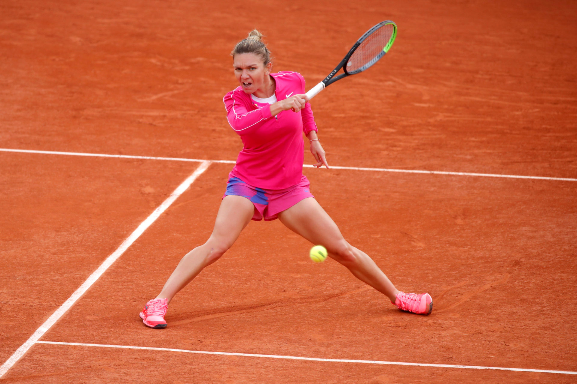 Simona Halep en action à Roland-Garros 2020