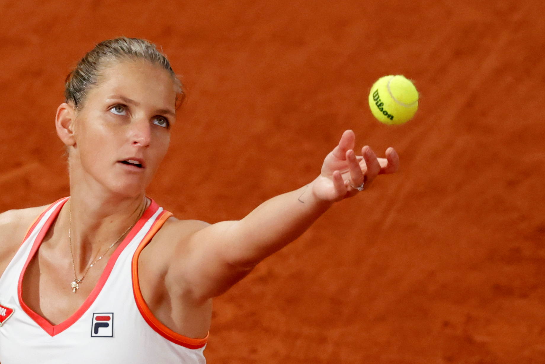 Karolina Pliskova en action à Roland-Garros 2020
