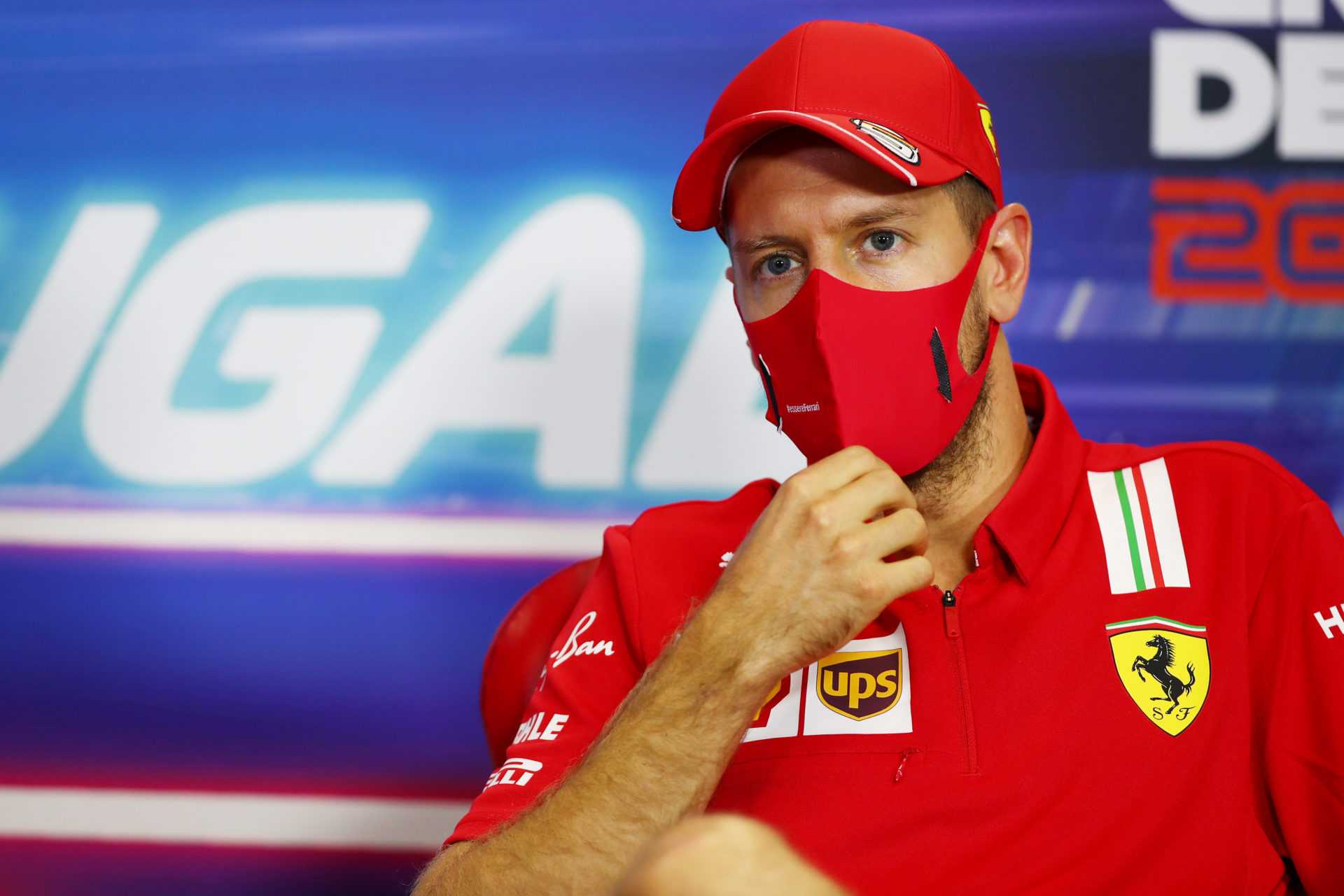 Sebastian Vettel de Ferrari lors de la conférence de presse du Grand Prix du Portugal 2020