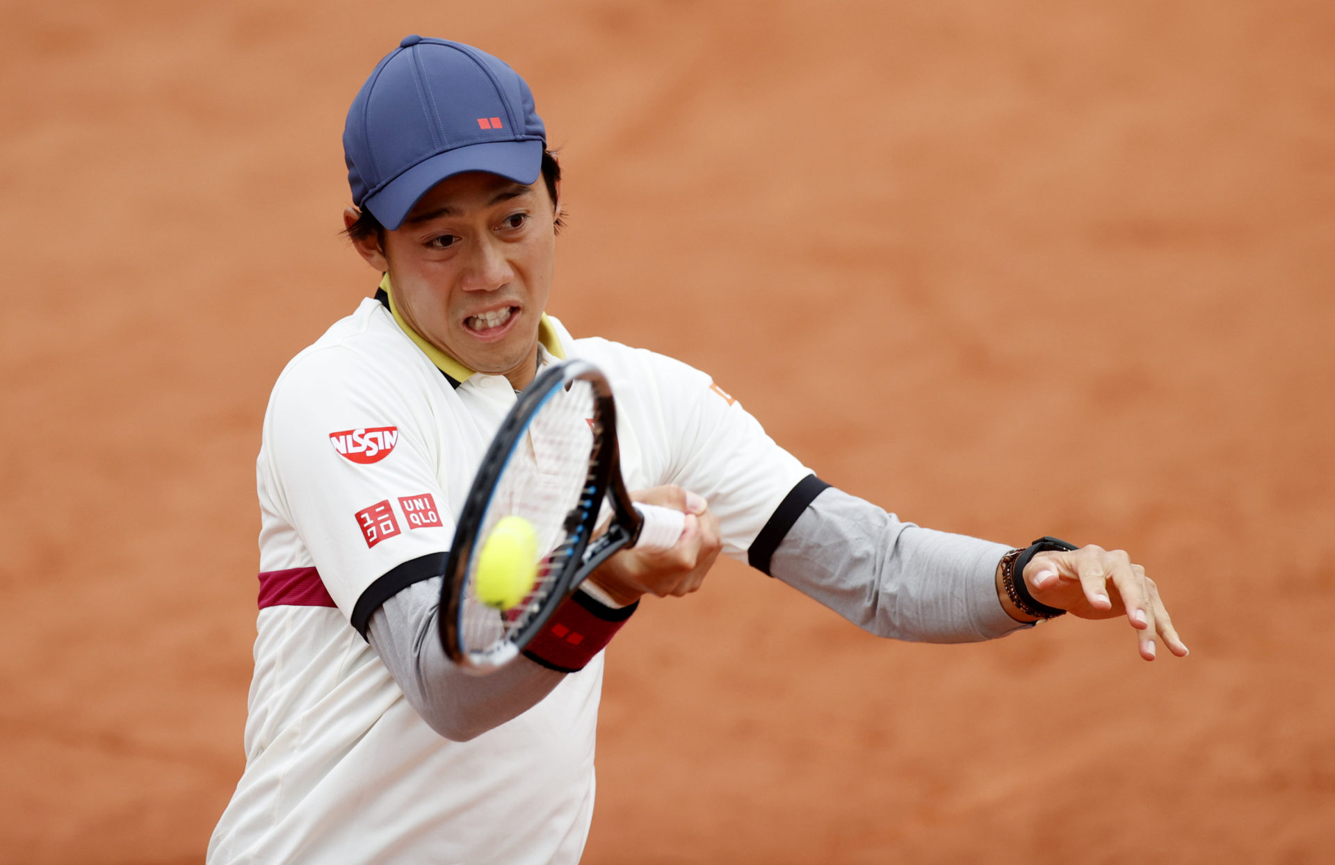 Kei Nishikori en action à Roland-Garros 2020
