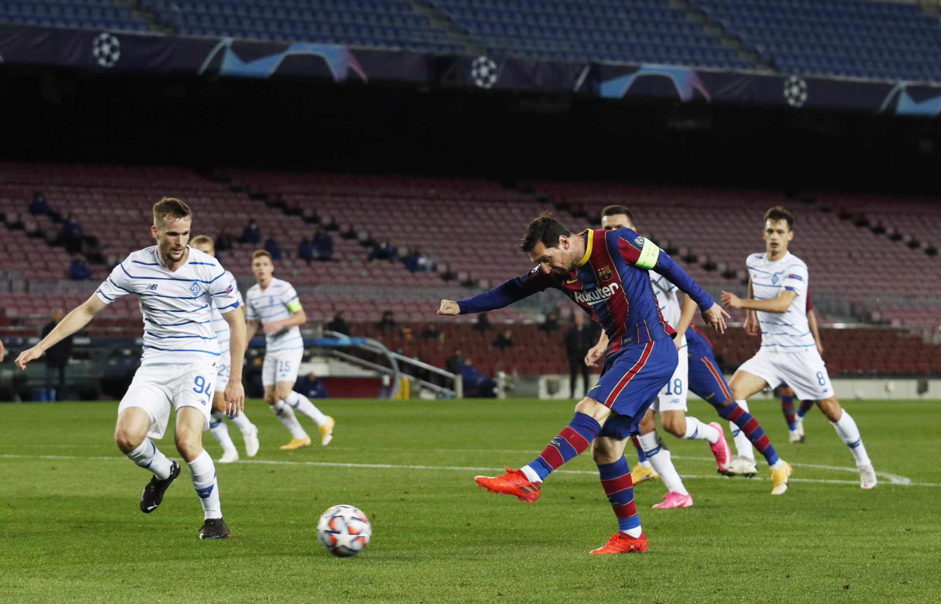 Lionel Messi en action en Ligue des champions 2020
