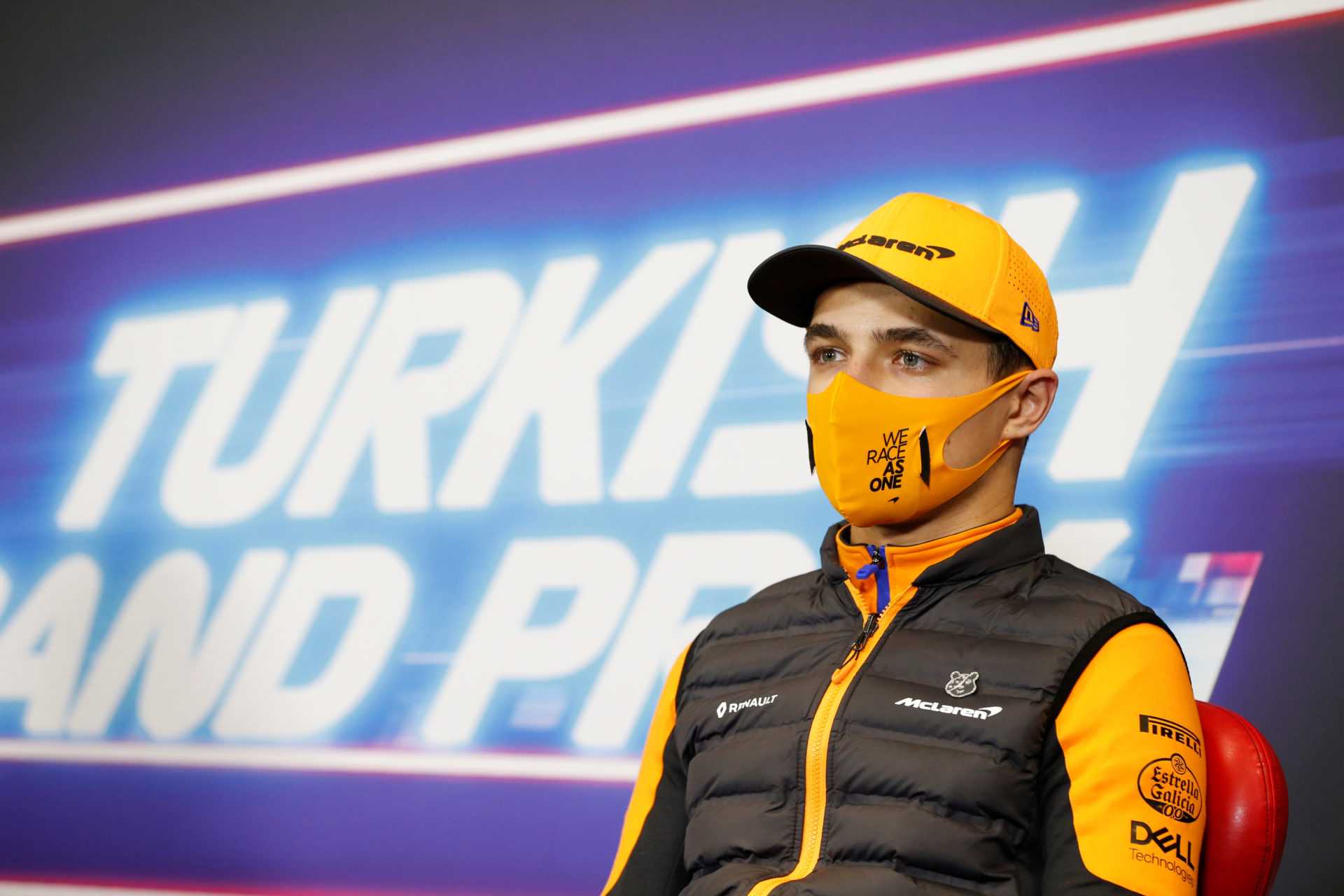 Lando Norris de McLaren lors de la conférence de presse des pilotes avant le Grand Prix de Turquie