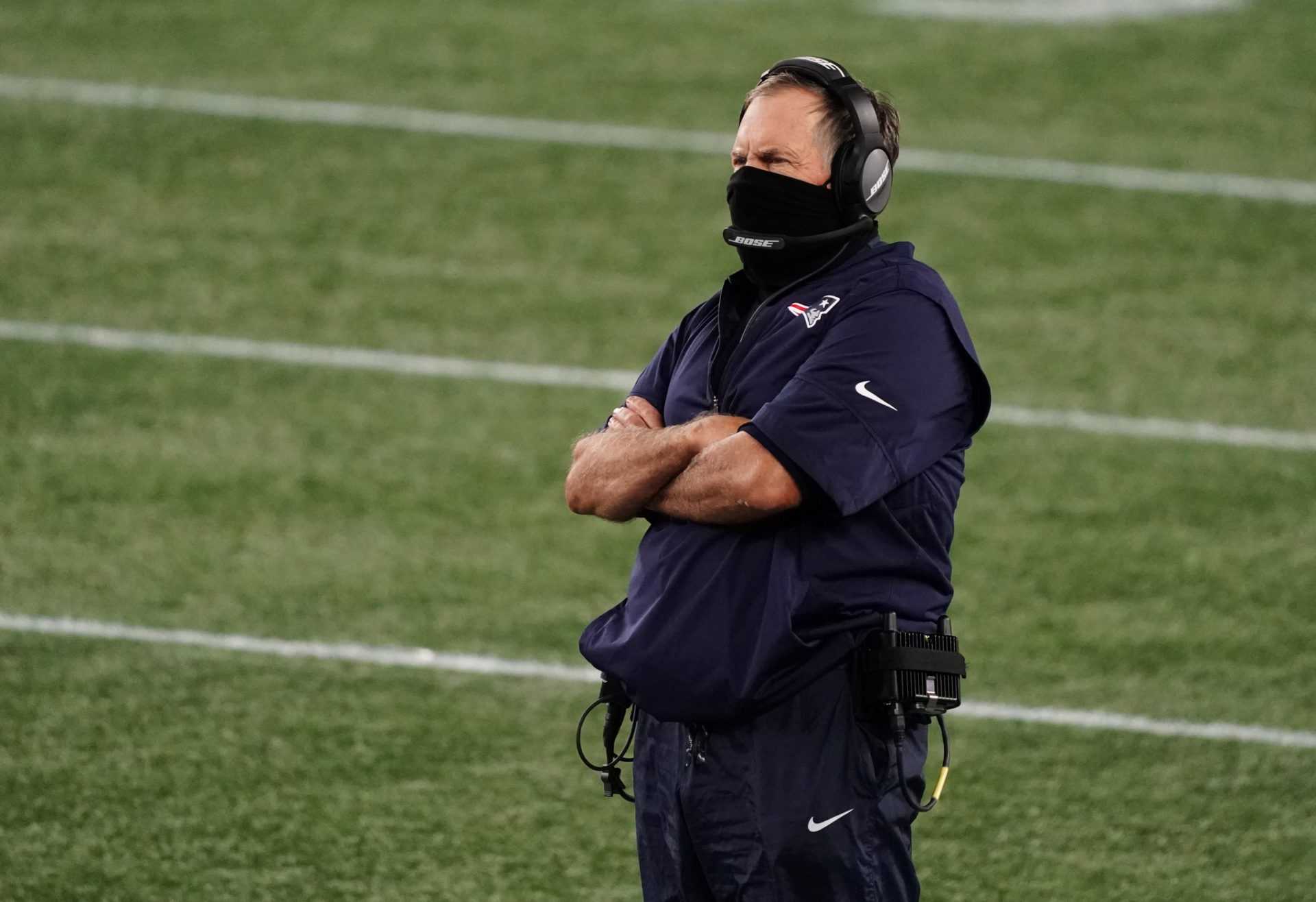 L'entraîneur des Patriots de la Nouvelle-Angleterre, Bill Belichick, photographié au stade Gillette dimanche.