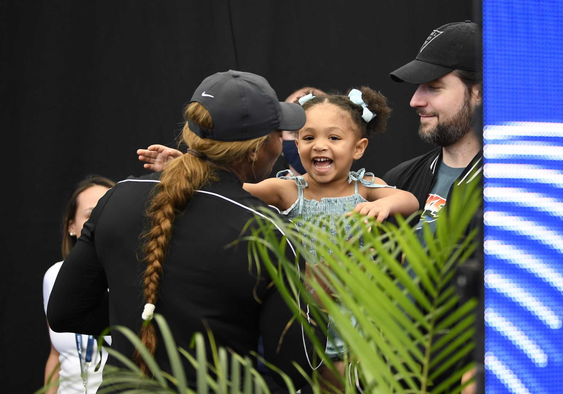 Serena Williams avec sa fille Olympia et son mari Alexis Ohanian