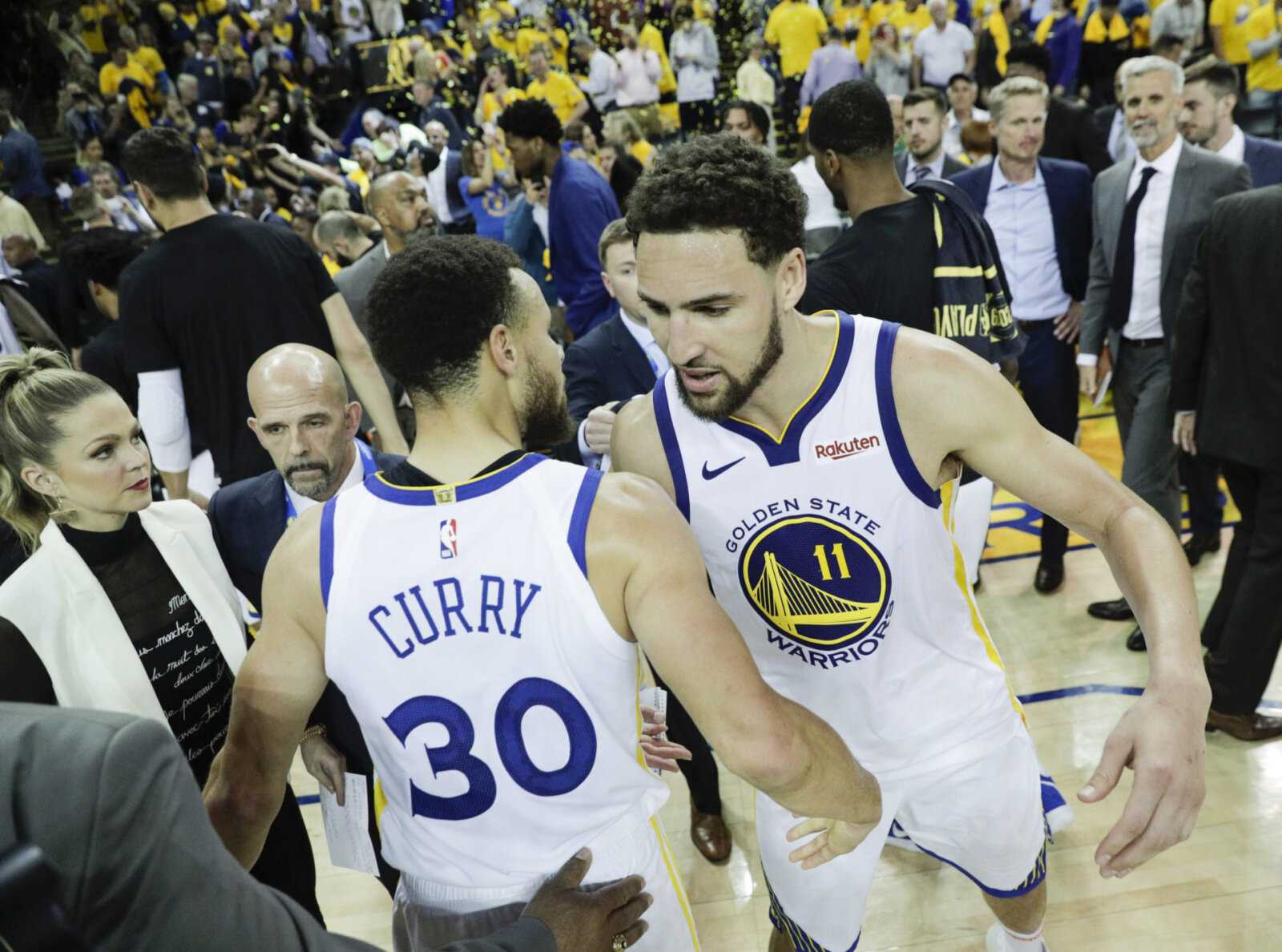 Golden State Warriors Stephen Curry et Klay Thompson