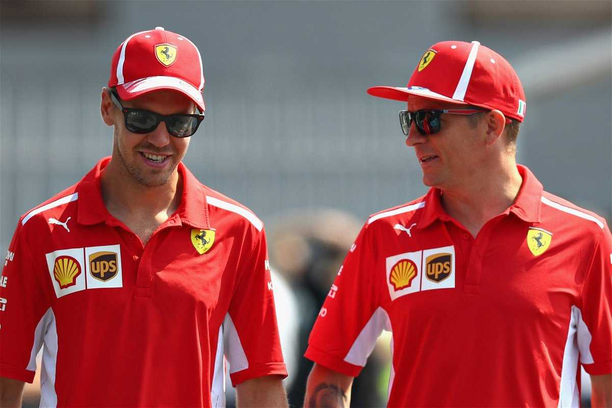 REGARDER: Sebastian Vettel pulvérise sans relâche du champagne sur l'ancien collègue de Ferrari Kimi Raikkonen