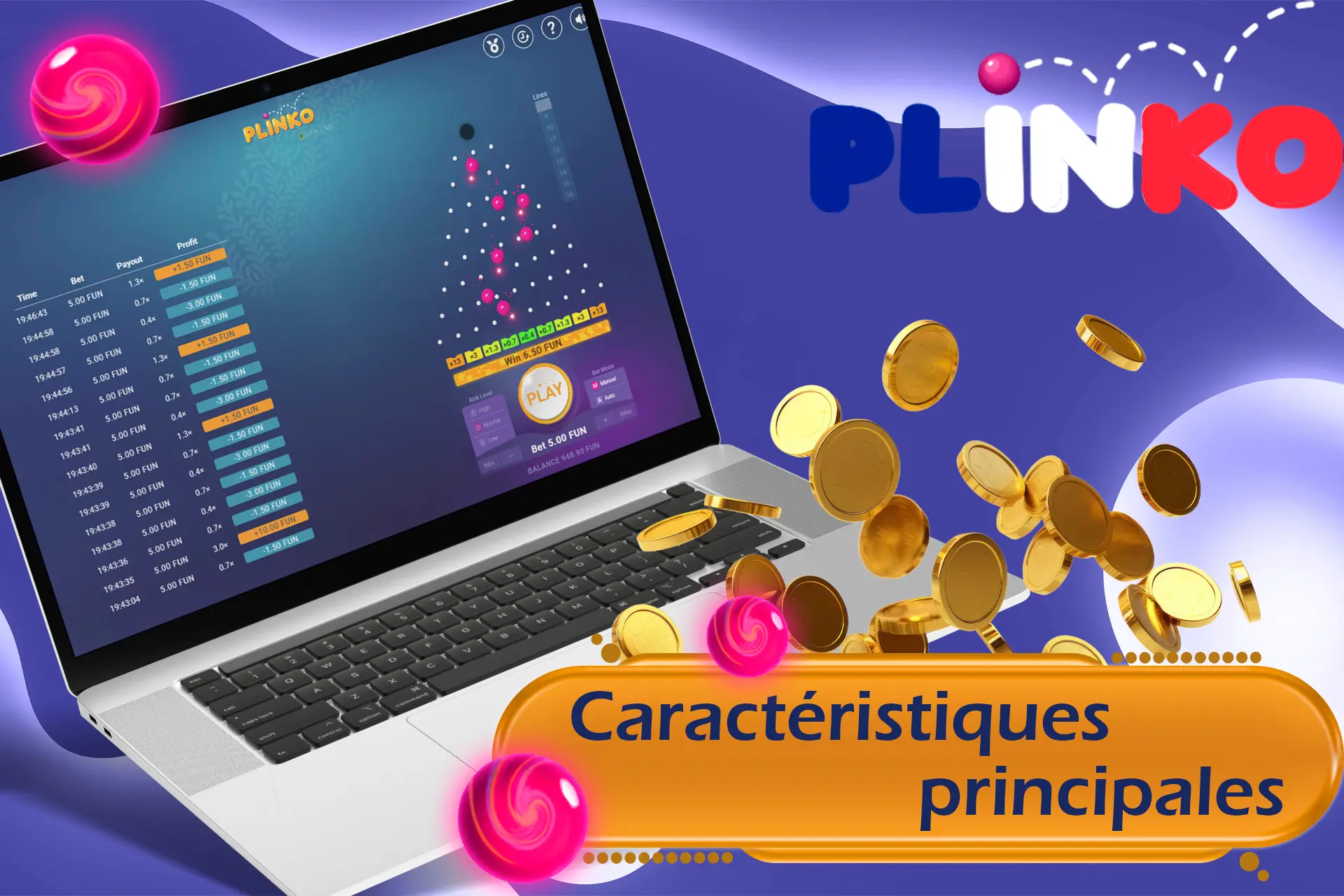 Caractéristiques du jeu Plinko pour de l'argent réel