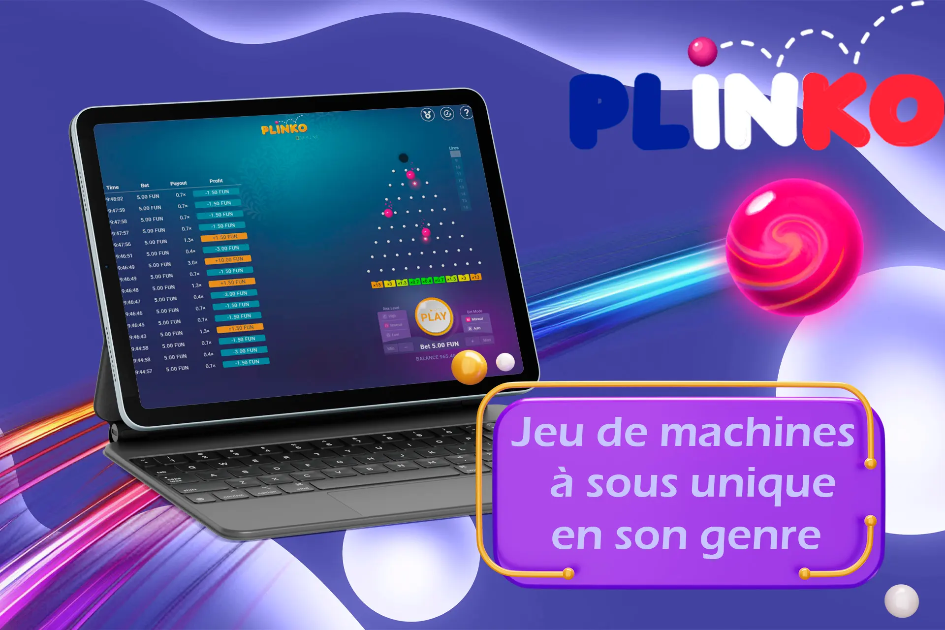Jeu de machine à sous unique et spécial Plinko